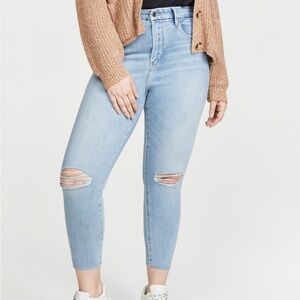 Good American Good Waist Crop Frayed Hem Jeans